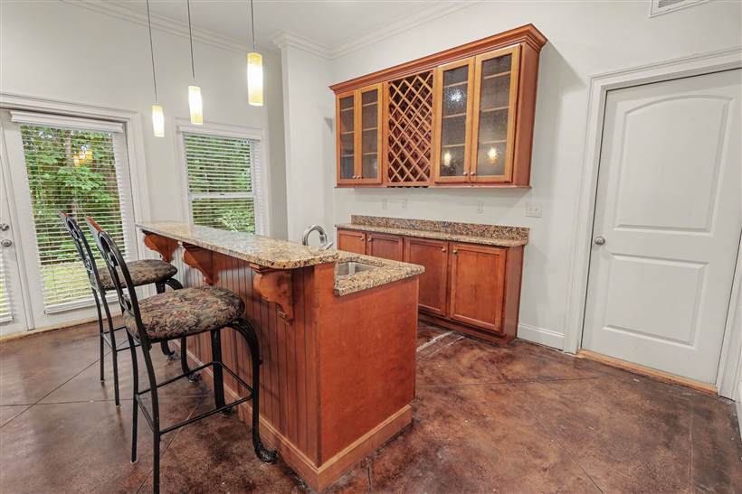 Wet bar with wine wall